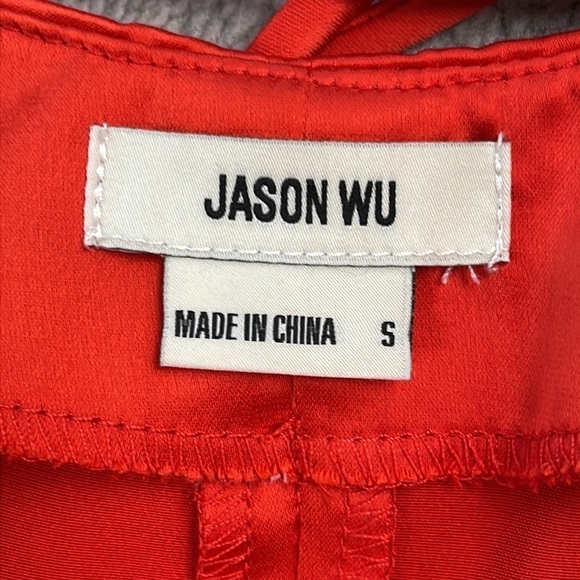 NWT Jason Wu Cinched Front Red Satin Midi Dress Slinky Lingerie Style Sz S - Picture 10 of 12